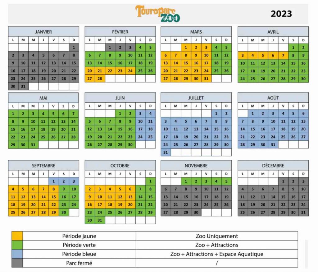 date et horaire ouverture parc Touroparc