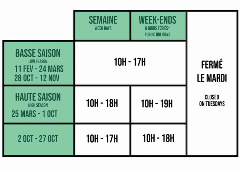calendrier ouverture et horaire zoo de Lille