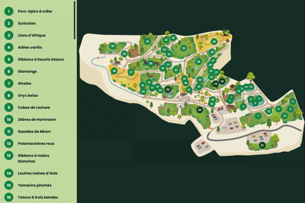 Plan du Parc animalier d'Auvergne