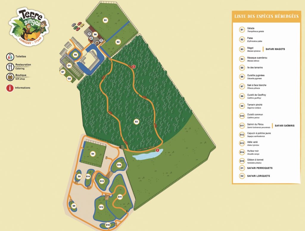 Plan zoo Terre de Singes - Zoo Lumigny