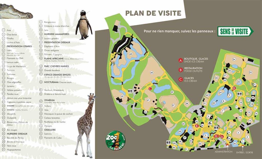 Plan du Zoo de la Palmyre