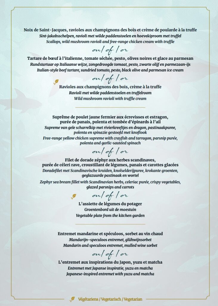 Menu et tarif Restaurant The Abyss à Edenya / Pairi Daiza