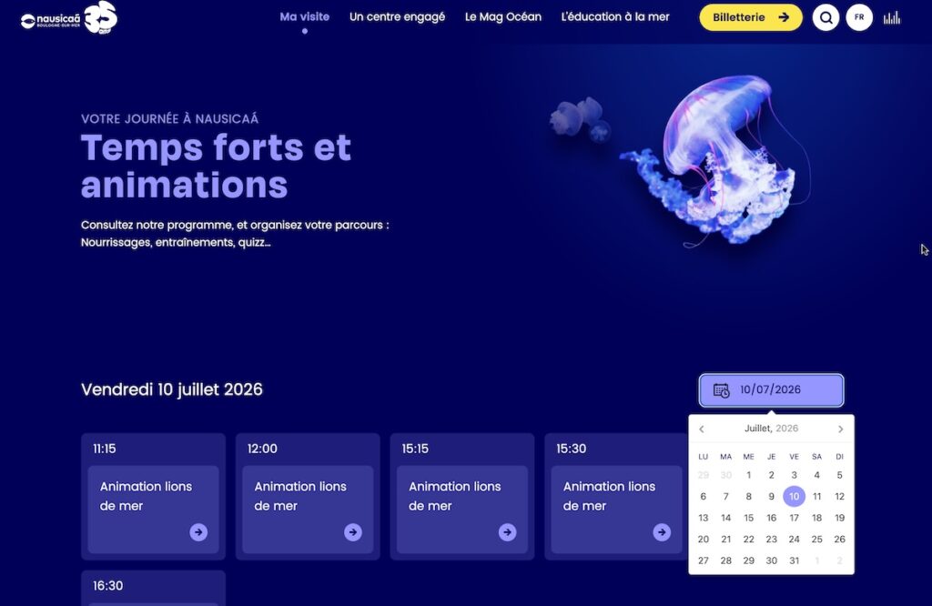 conseil : voir la liste des animations nausicaa a voir avant la visite pour eviter la foule