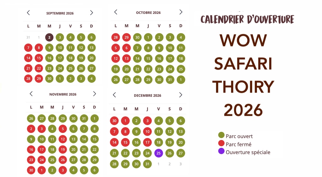 Calendrier d'ouverture et fréquentation affluence zoo safary thoiry 2026